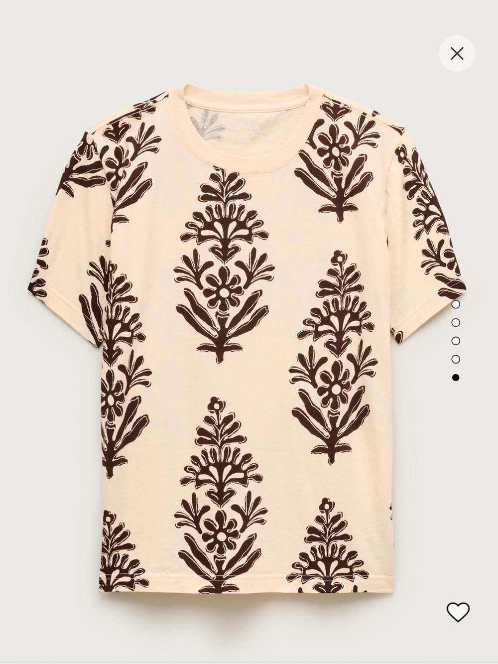 J. Crew Cream Short-Sleeve Tee with Brown Floral Motif - Picture 5 of 7